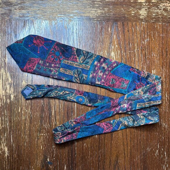 Galimberti 100% Silk Tie Abstract Multicolor Design Made In Italy - Picture 9 of 9